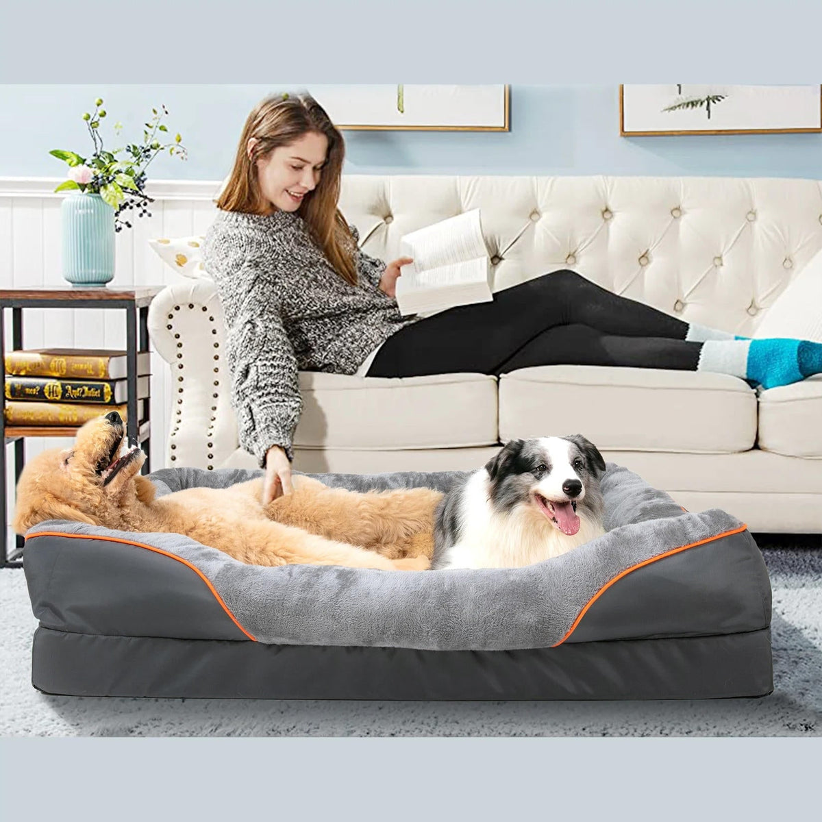 Orthopedic Dog Bed with Washable Bolster Memory Foam and Removable Cover X Large - Image 4