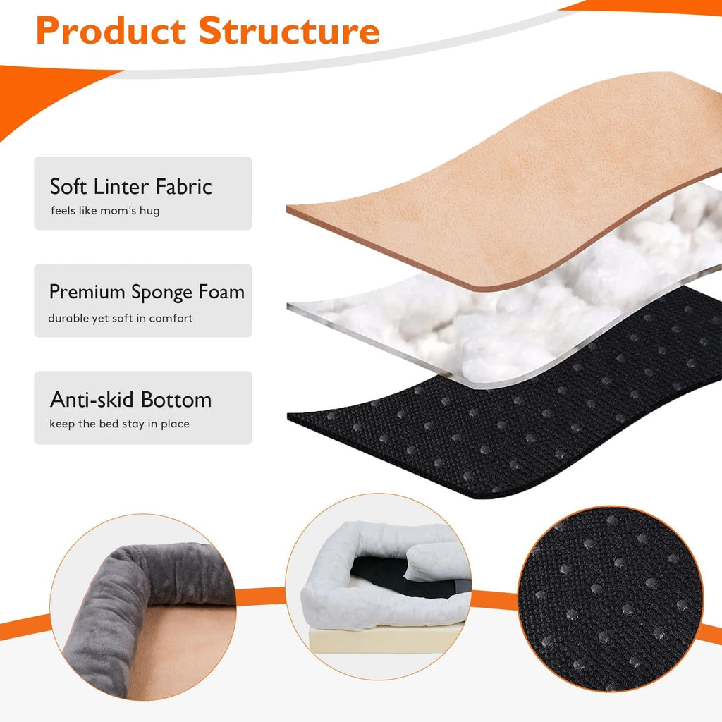 Orthopedic Dog Bed with Washable Bolster Memory Foam and Removable Cover X Large - Image 5
