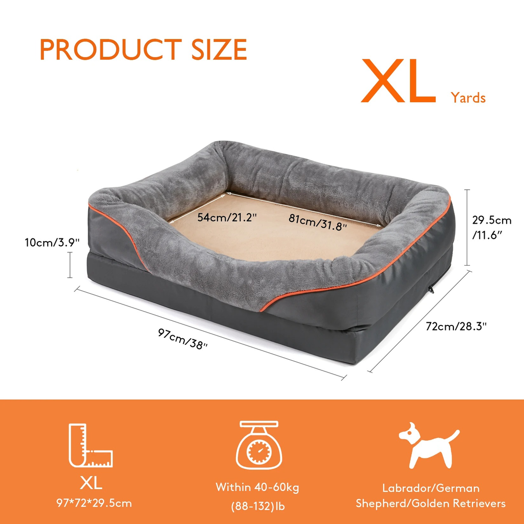 Orthopedic Dog Bed with Washable Bolster Memory Foam and Removable Cover X Large - Image 8