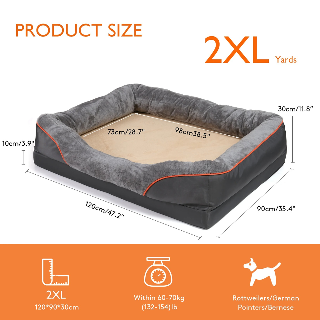Orthopedic Dog Bed with Washable Bolster Memory Foam and Removable Cover X Large - Image 9