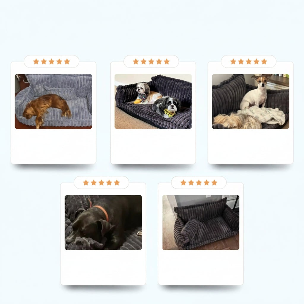 Orthopedic Dog Sofa Bed Washable Plush Ribbed Bolster Pillow - Image 6