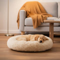 Orthopedic Pet Donut Dog Bed Soft Plush Faux Fur Bolster Cats Dogs Machine Washable - Image 1