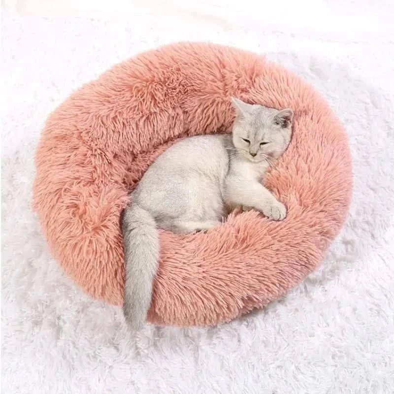 Orthopedic Pet Donut Dog Bed Soft Plush Faux Fur Bolster Cats Dogs Machine Washable - Image 3
