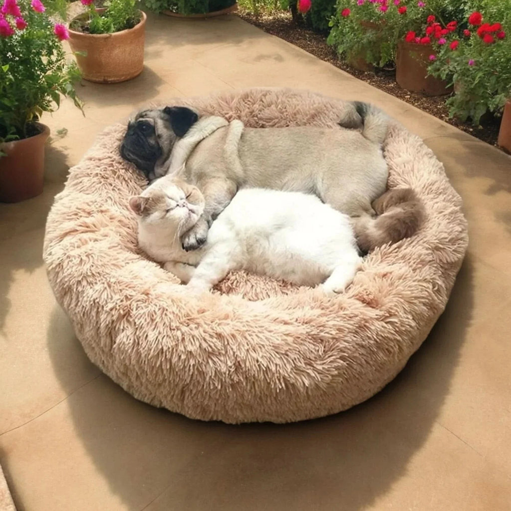 Orthopedic Pet Donut Dog Bed Soft Plush Faux Fur Bolster Cats Dogs Machine Washable - Image 4