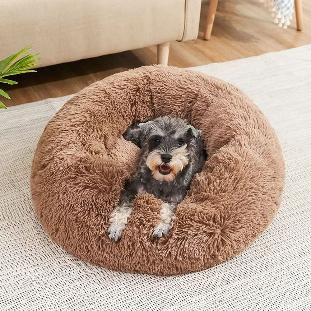 Orthopedic Pet Donut Dog Bed Soft Plush Faux Fur Bolster Cats Dogs Machine Washable - Image 6