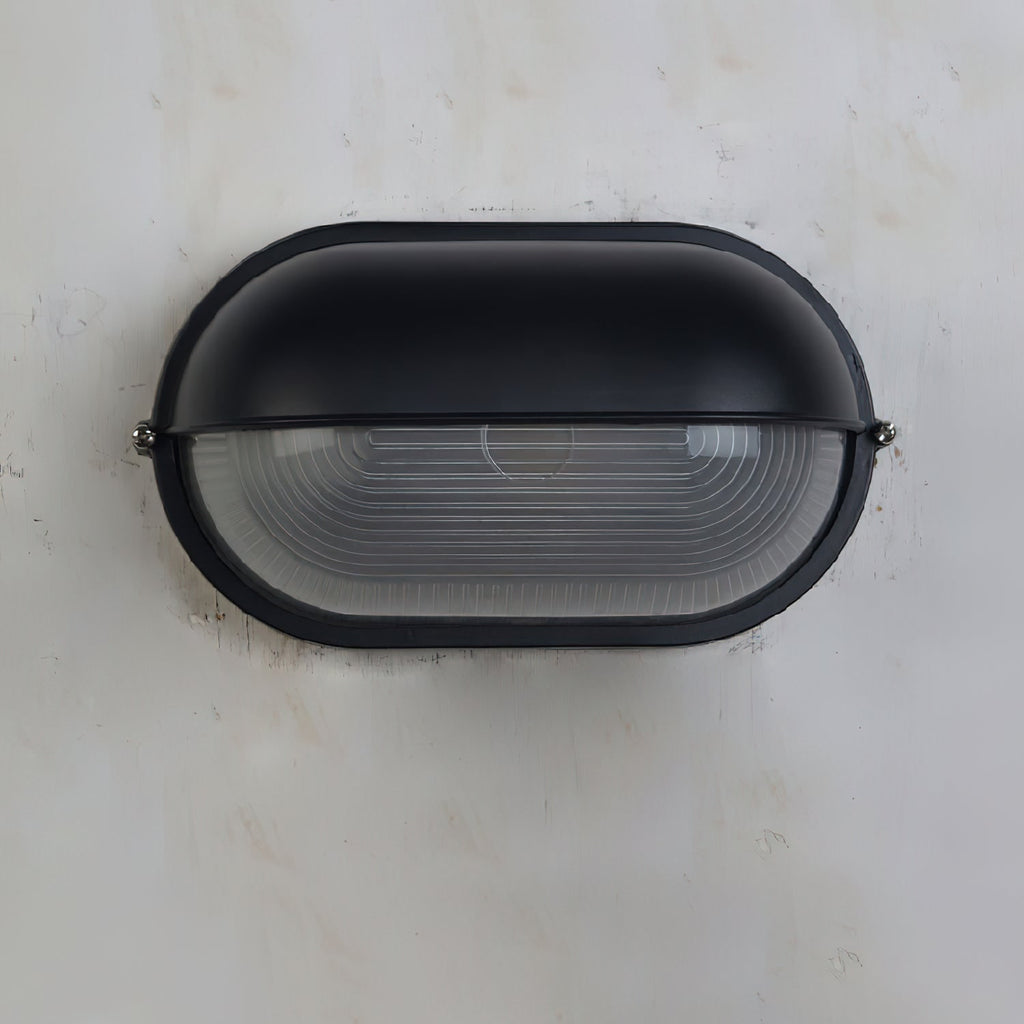 Outdoor Bulkhead Wall Light with Oval Shield and Ribbed Glass Diffuser - Image 34