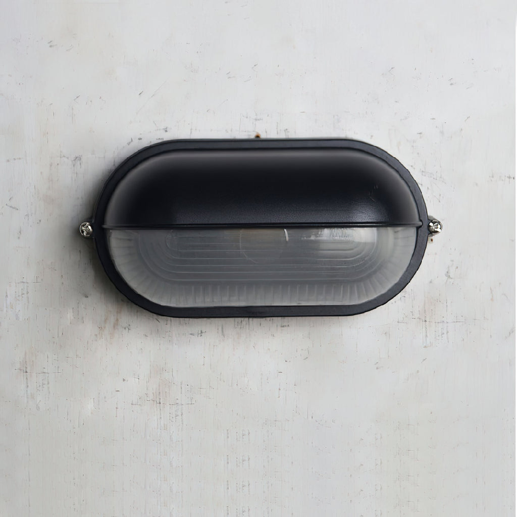 Outdoor Bulkhead Wall Light with Oval Shield and Ribbed Glass Diffuser - Image 36