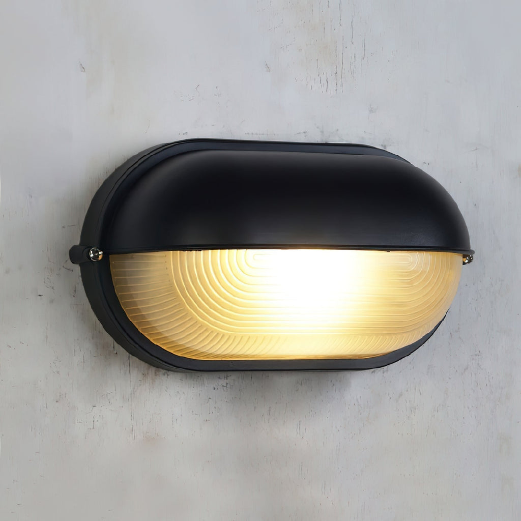 Outdoor Bulkhead Wall Light with Oval Shield and Ribbed Glass Diffuser - Image 37