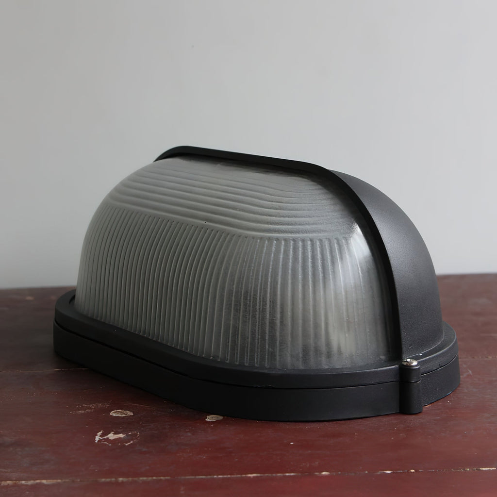 Outdoor Bulkhead Wall Light with Oval Shield and Ribbed Glass Diffuser - Image 38