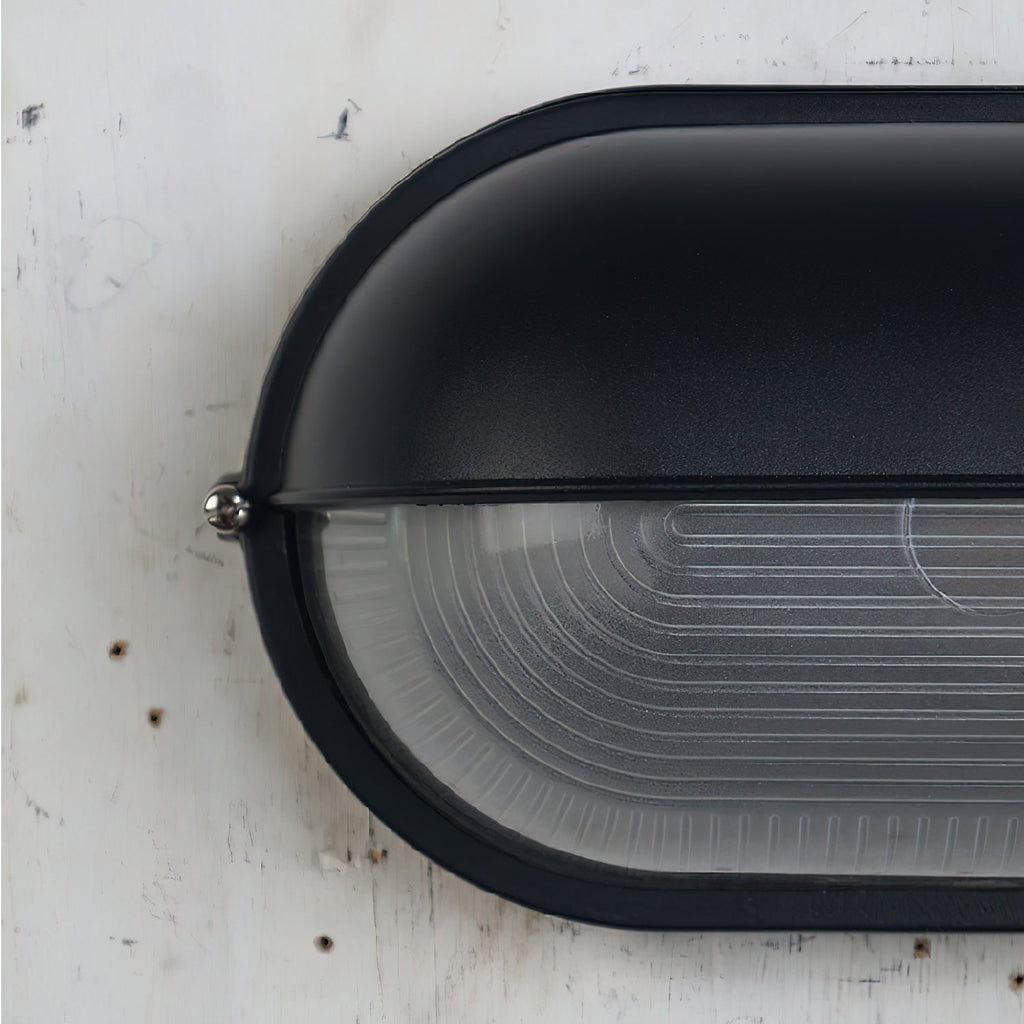 Outdoor Bulkhead Wall Light with Oval Shield and Ribbed Glass Diffuser - Image 39