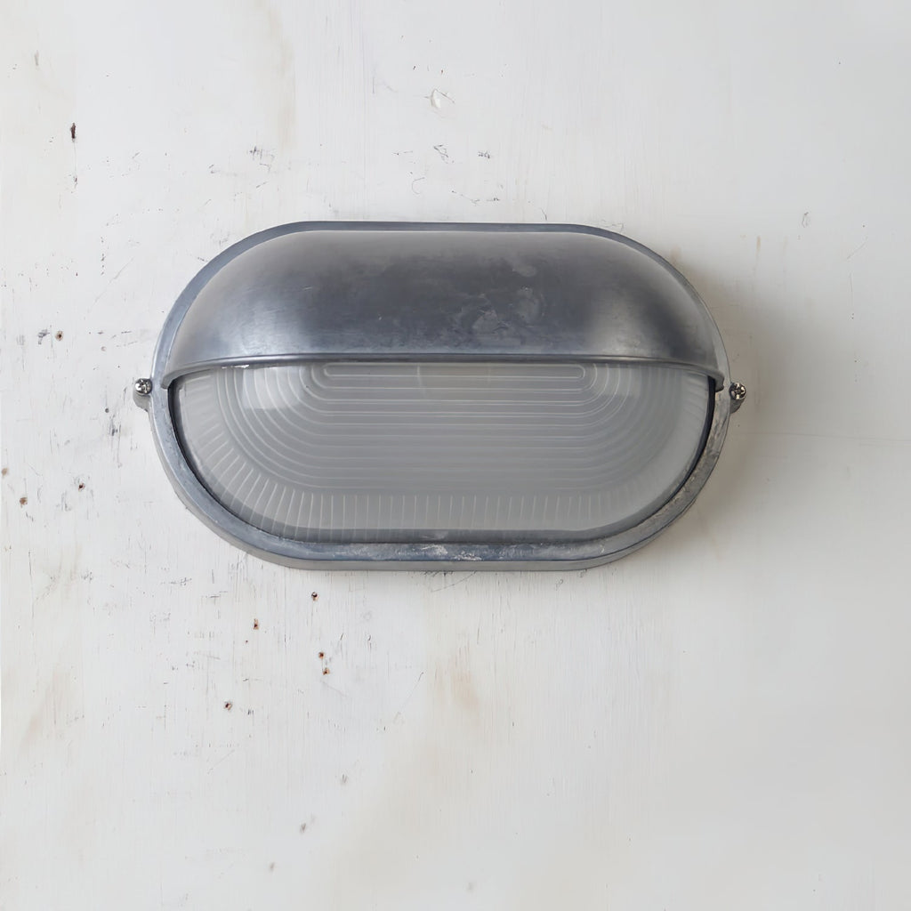 Outdoor Bulkhead Wall Light with Oval Shield and Ribbed Glass Diffuser - Image 45