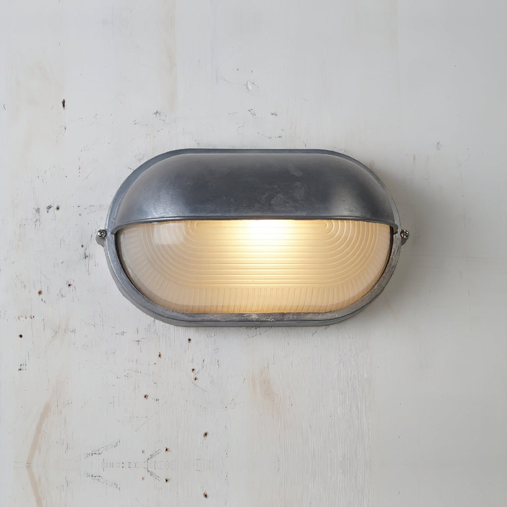 Outdoor Bulkhead Wall Light with Oval Shield and Ribbed Glass Diffuser - Image 46