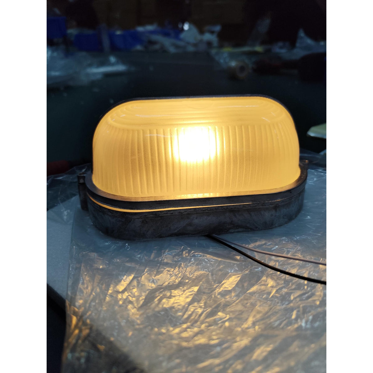 Outdoor Bulkhead Wall Light with Oval Shield and Ribbed Glass Diffuser - Image 54