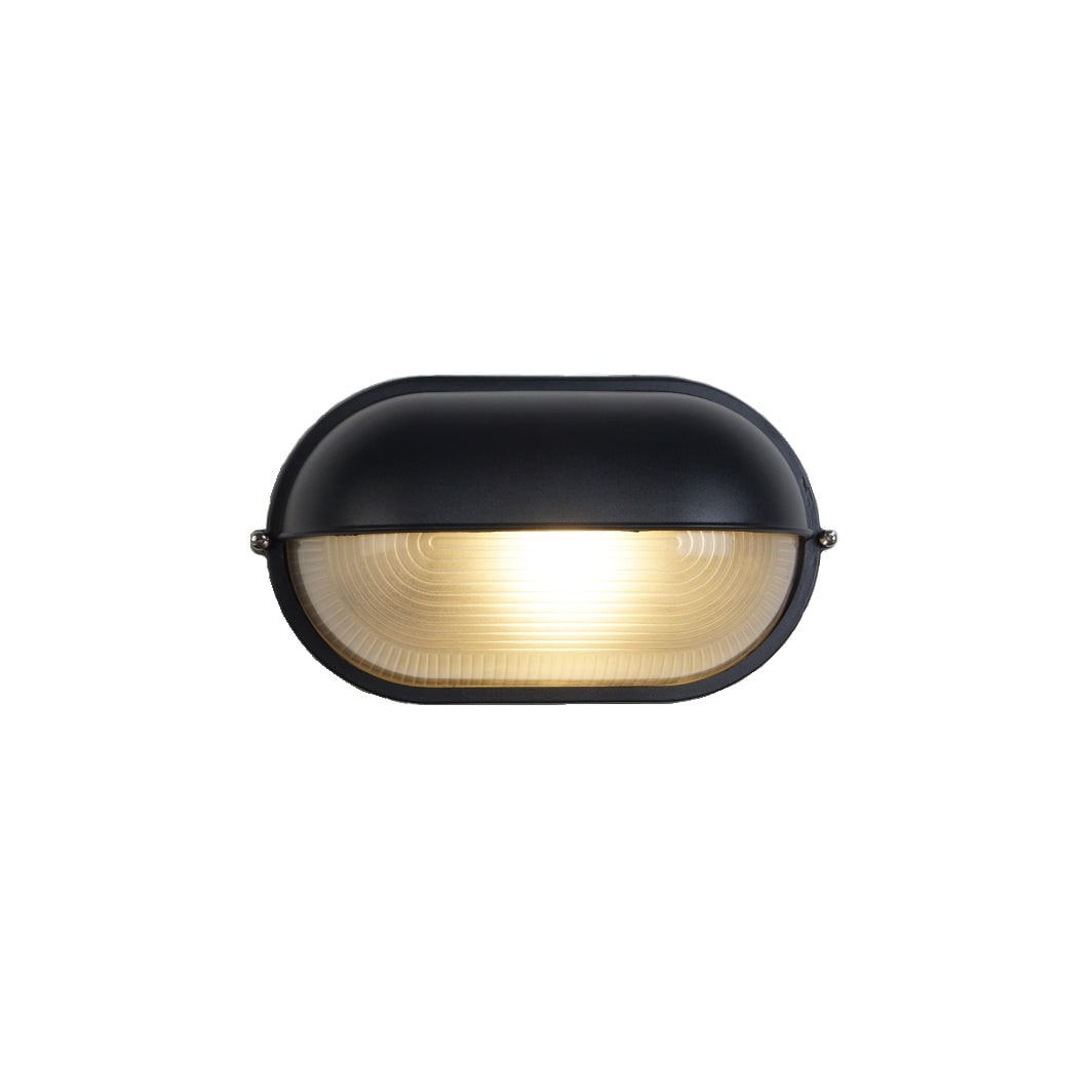 Outdoor Bulkhead Wall Light with Oval Shield and Ribbed Glass Diffuser - Image 55