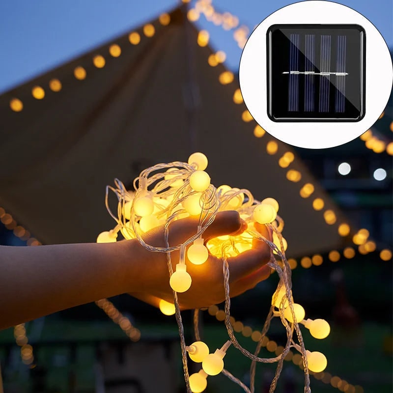 Outdoor Solar String Fairy Lights with Frosted Globe Bulbs and LED Yard Lighting - Image 3