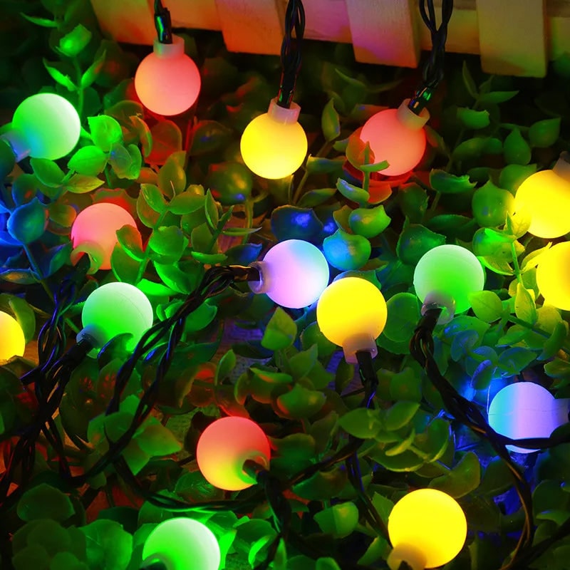 Outdoor Solar String Fairy Lights with Frosted Globe Bulbs and LED Yard Lighting - Image 4