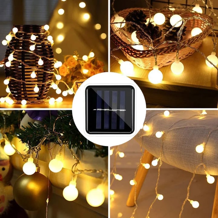 Outdoor Solar String Fairy Lights with Frosted Globe Bulbs and LED Yard Lighting - Image 5