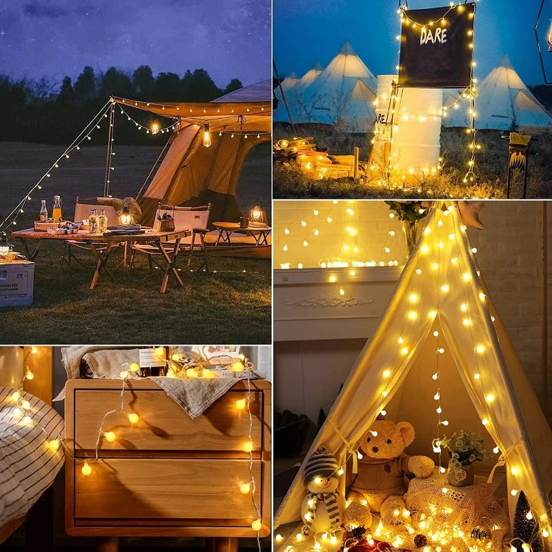 Outdoor Solar String Fairy Lights with Frosted Globe Bulbs and LED Yard Lighting - Image 6