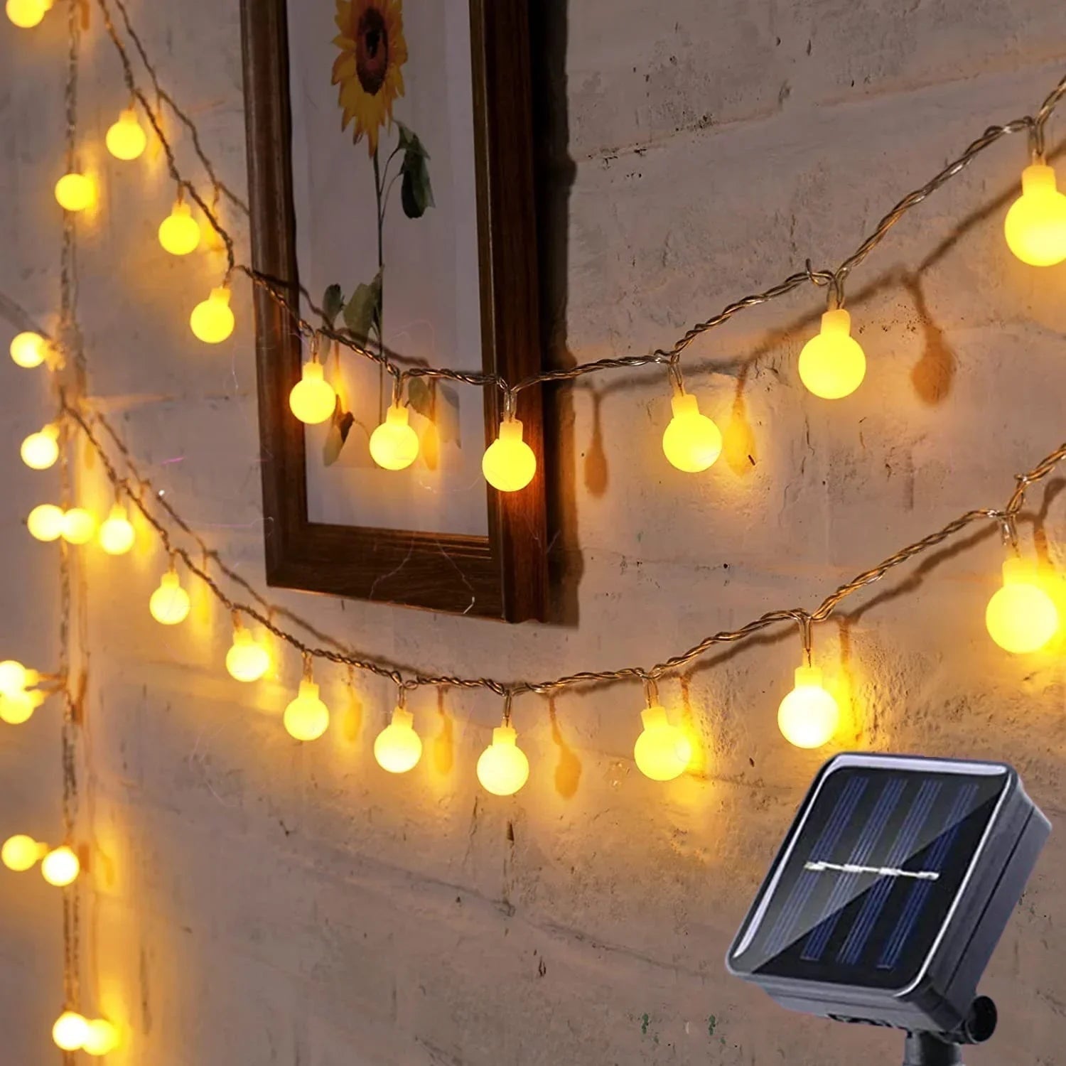 Outdoor Solar String Fairy Lights with Frosted Globe Bulbs and LED Yard Lighting - Image 8