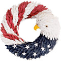 Patriotic Bald Eagle Door Wreath with Red White Blue Feather Petals and Star Details - Image 1