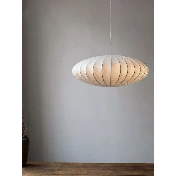 Pendant Light Fixture for Kitchen Island with Mid Century Silk Shade Milk Glass - Image 1