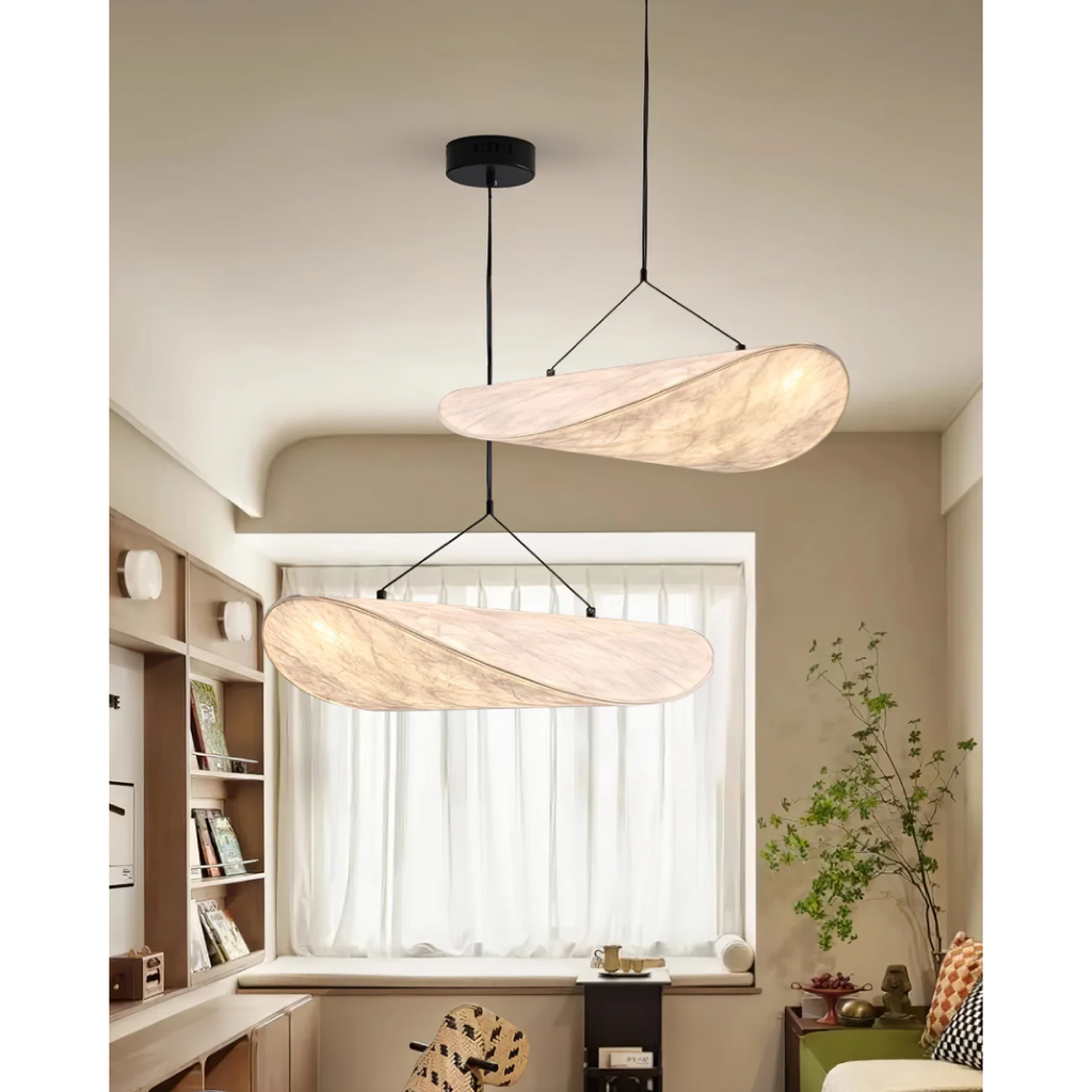 Pendant Light with Sculptural Ribbon Shade and Textured Diffuser for Bathroom Fixtures - Image 10