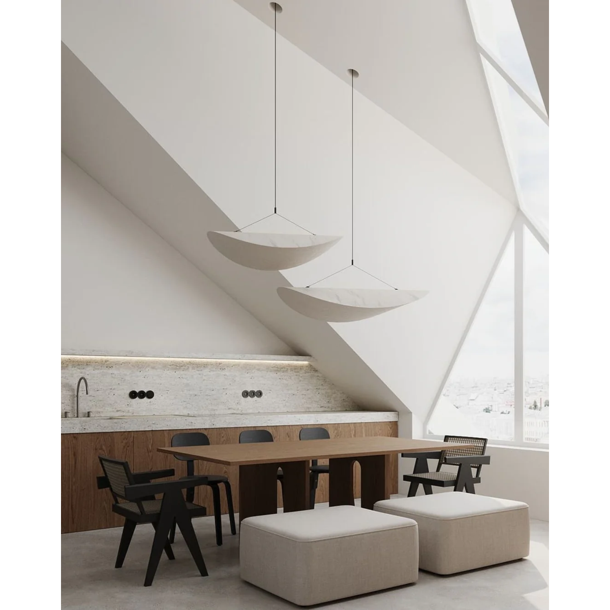 Pendant Light with Sculptural Ribbon Shade and Textured Diffuser for Bathroom Fixtures - Image 12