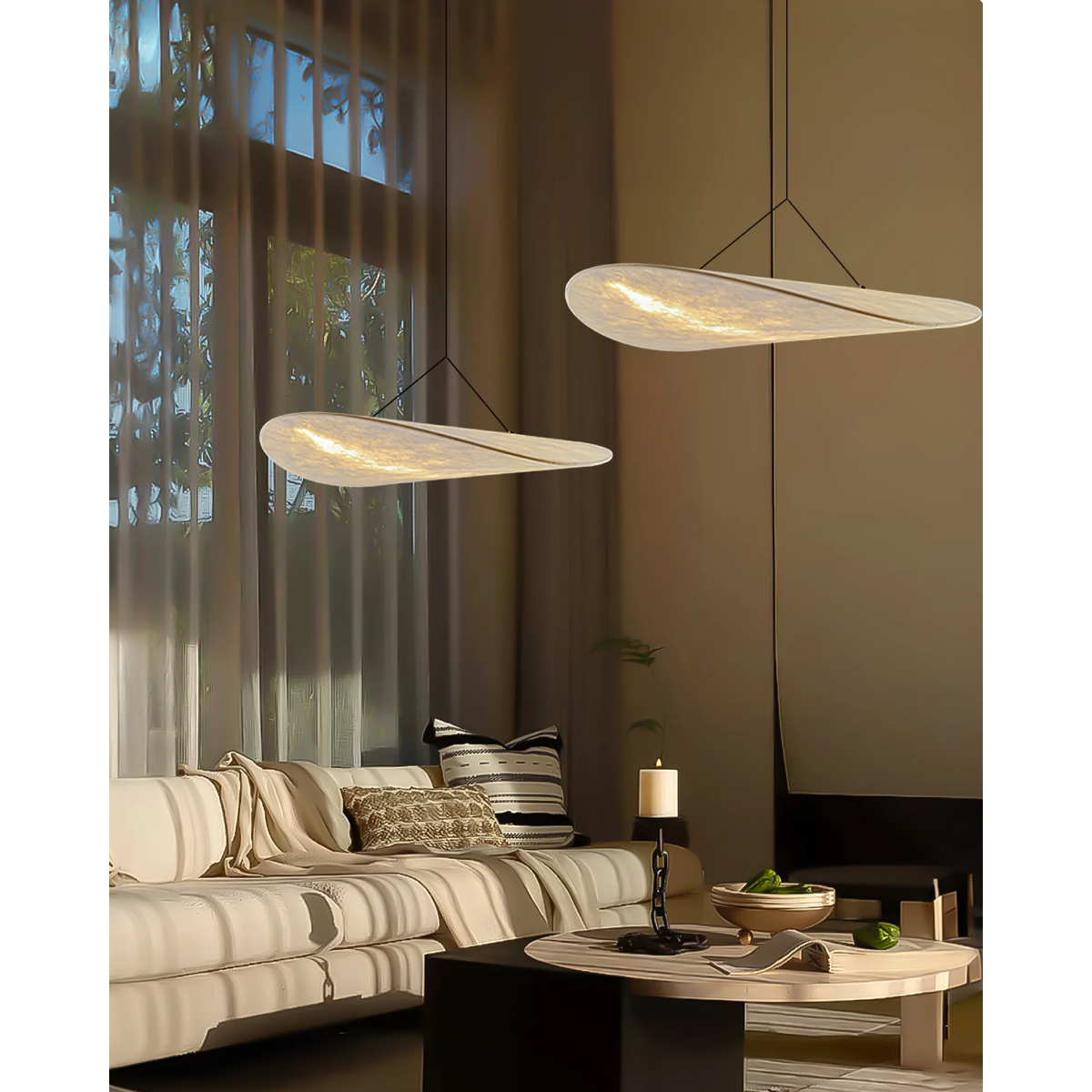Pendant Light with Sculptural Ribbon Shade and Textured Diffuser for Bathroom Fixtures - Image 2