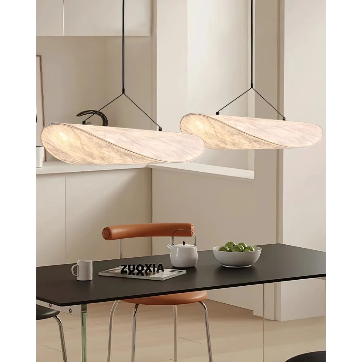 Pendant Light with Sculptural Ribbon Shade and Textured Diffuser for Bathroom Fixtures - Image 3