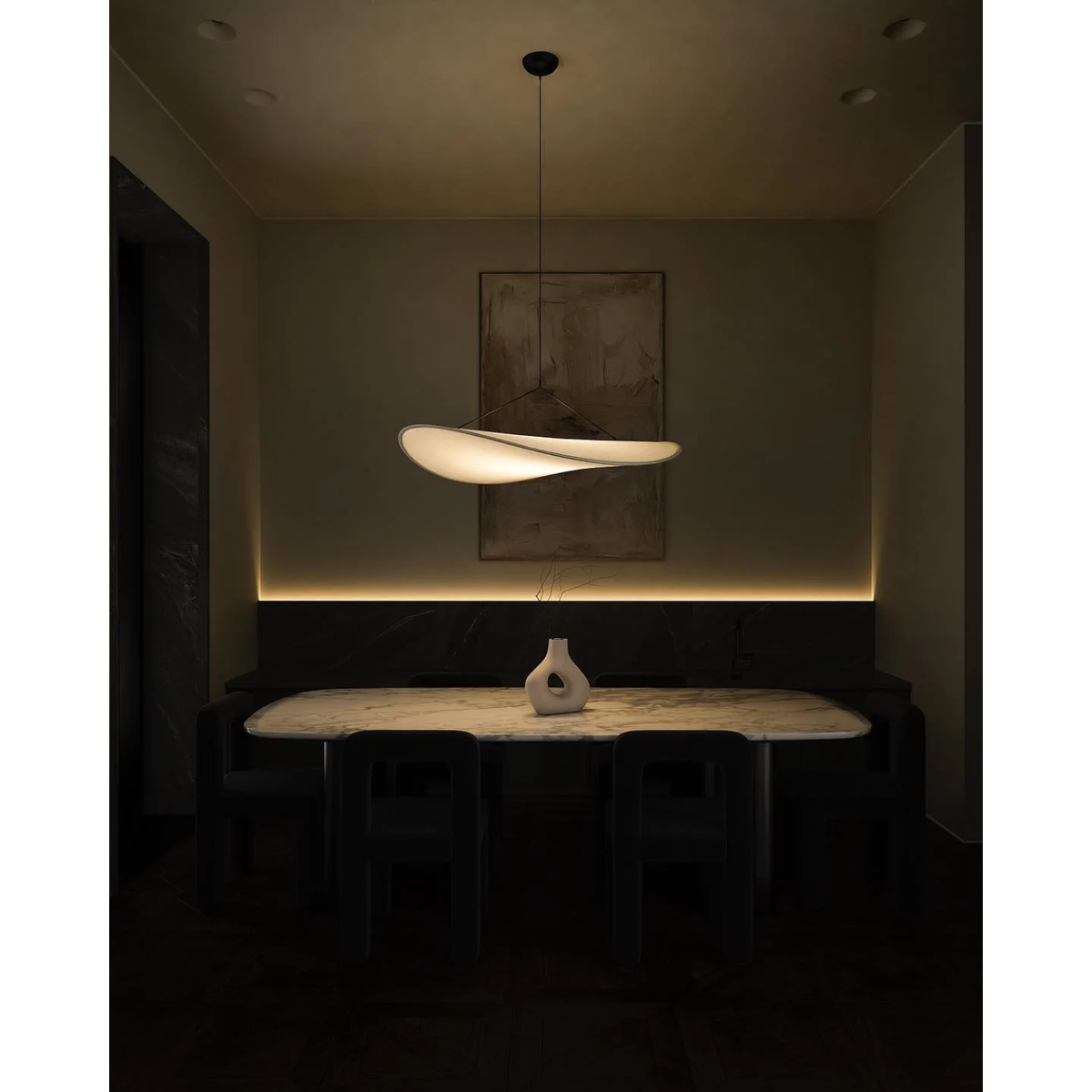 Pendant Light with Sculptural Ribbon Shade and Textured Diffuser for Bathroom Fixtures - Image 5