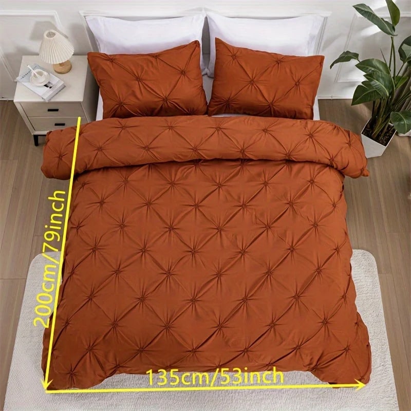 Pintuck Duvet Cover Set with Matching Pillowcases King Size Comforter Doona - Image 11