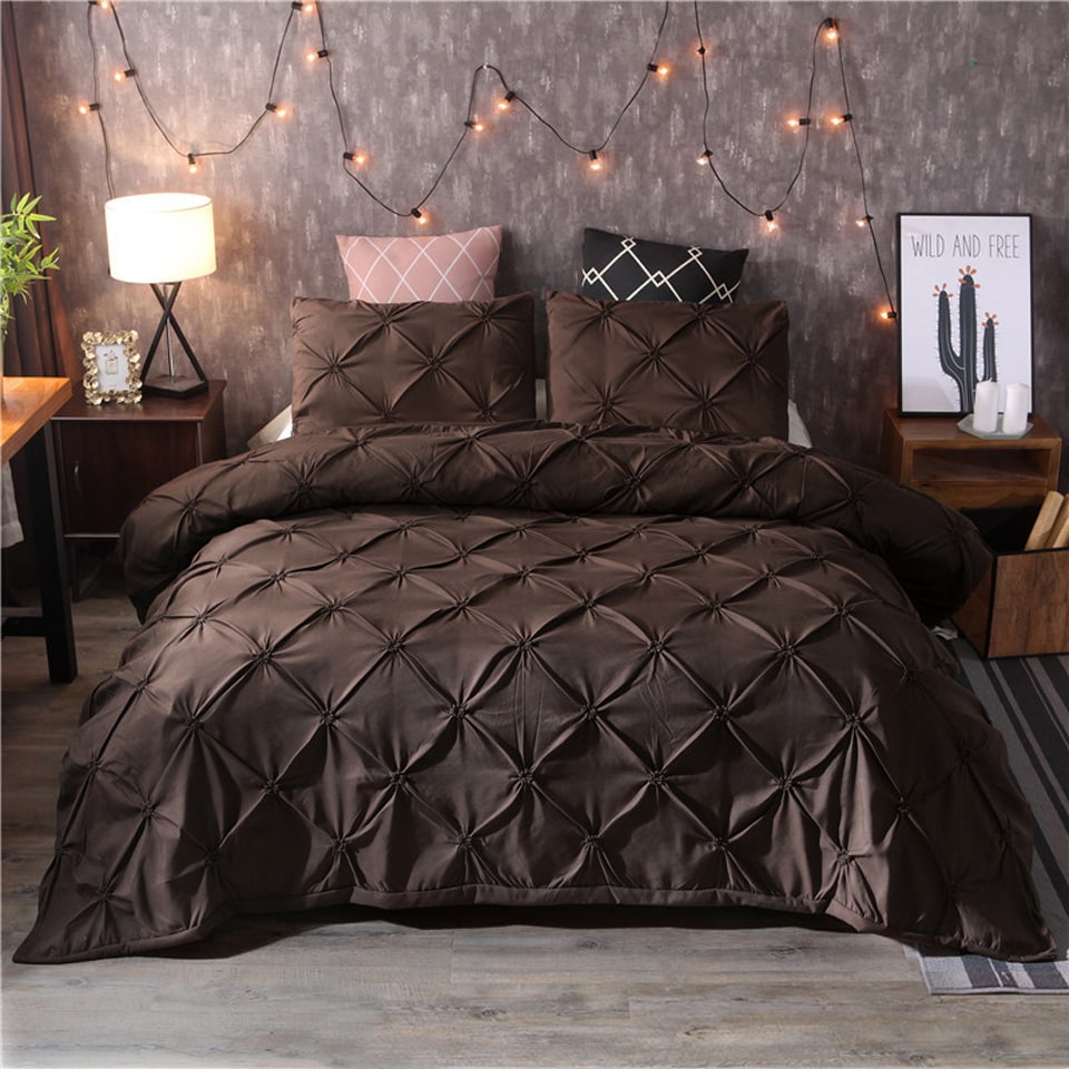 Pintuck Duvet Cover Set with Matching Pillowcases King Size Comforter Doona - Image 5