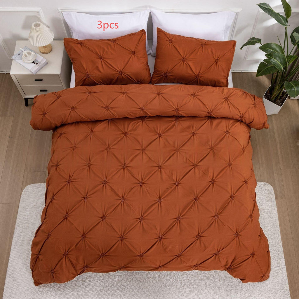 Pintuck Duvet Cover Set with Matching Pillowcases King Size Comforter Doona - Image 9