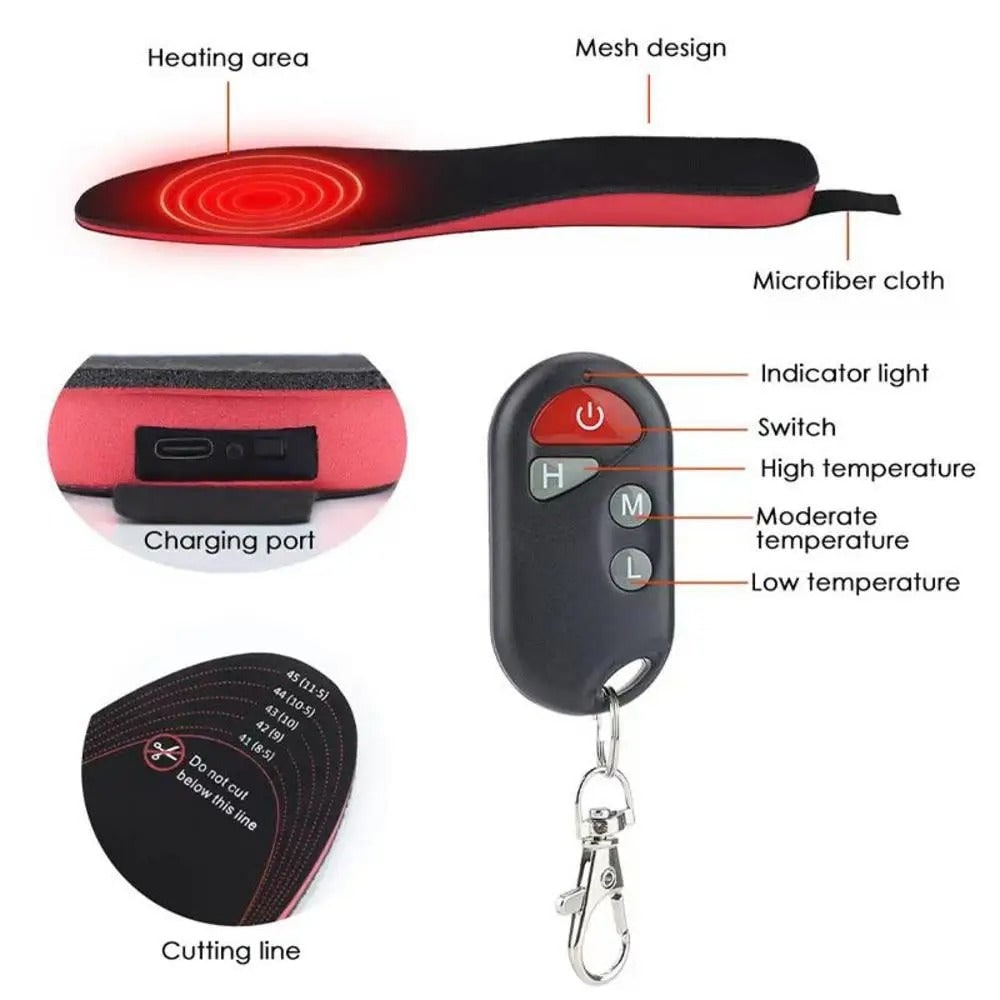 Plantar Fascia High Arch Support Custom Orthotic Heated Insoles with Remote Control - Image 4