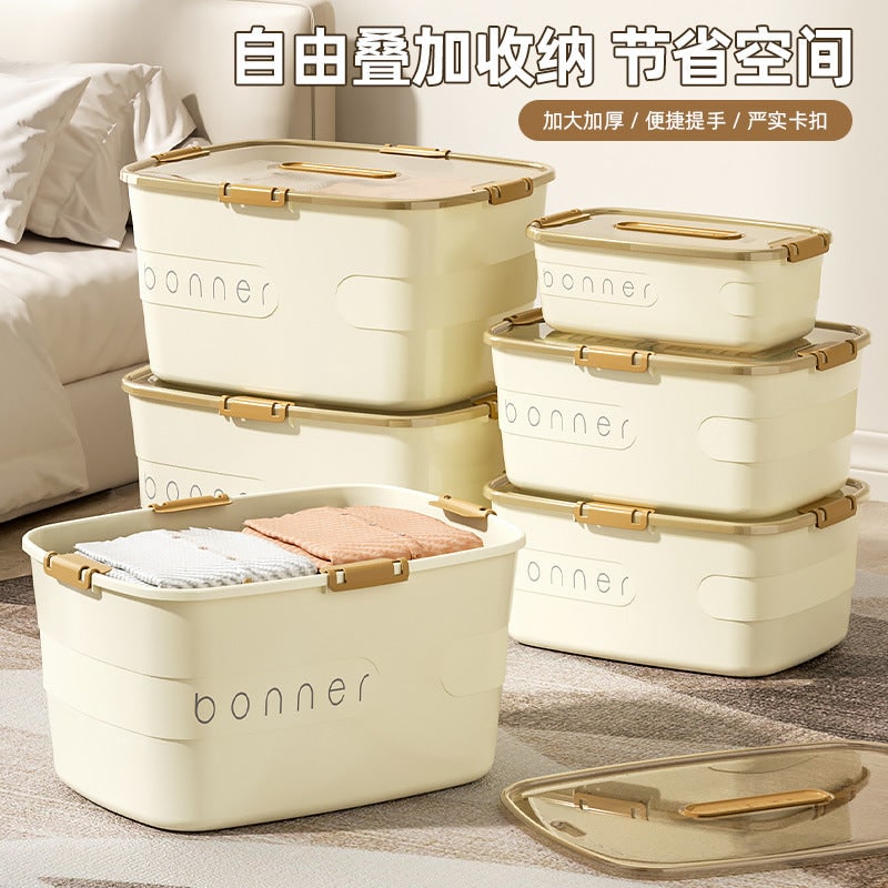 Plastic Storage Bin and Boxes with Latching Lid 27 Gallon Stackable Totes for Home Organization - Image 1