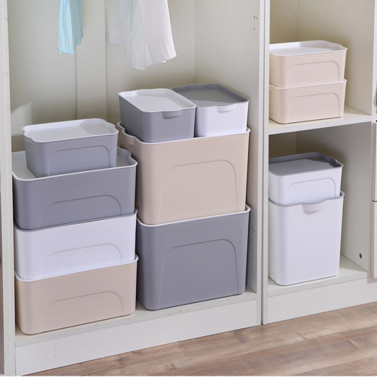 Plastic Storage Bin with Lid and Handles Stackable Organizer Containers Totes - Image 6