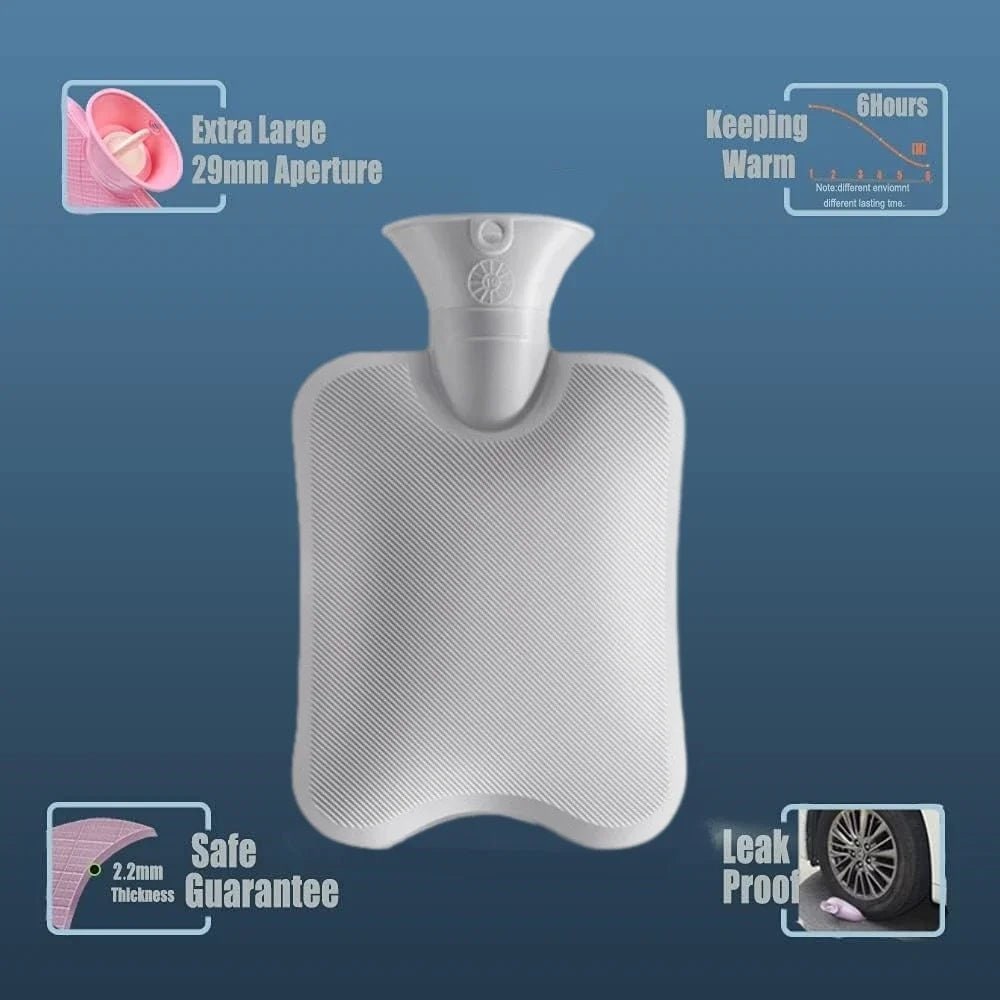 Plush Hot Water Bottle Heat Therapy Bag Faux Fur Removable Cover Portable 2 Liter - Image 3