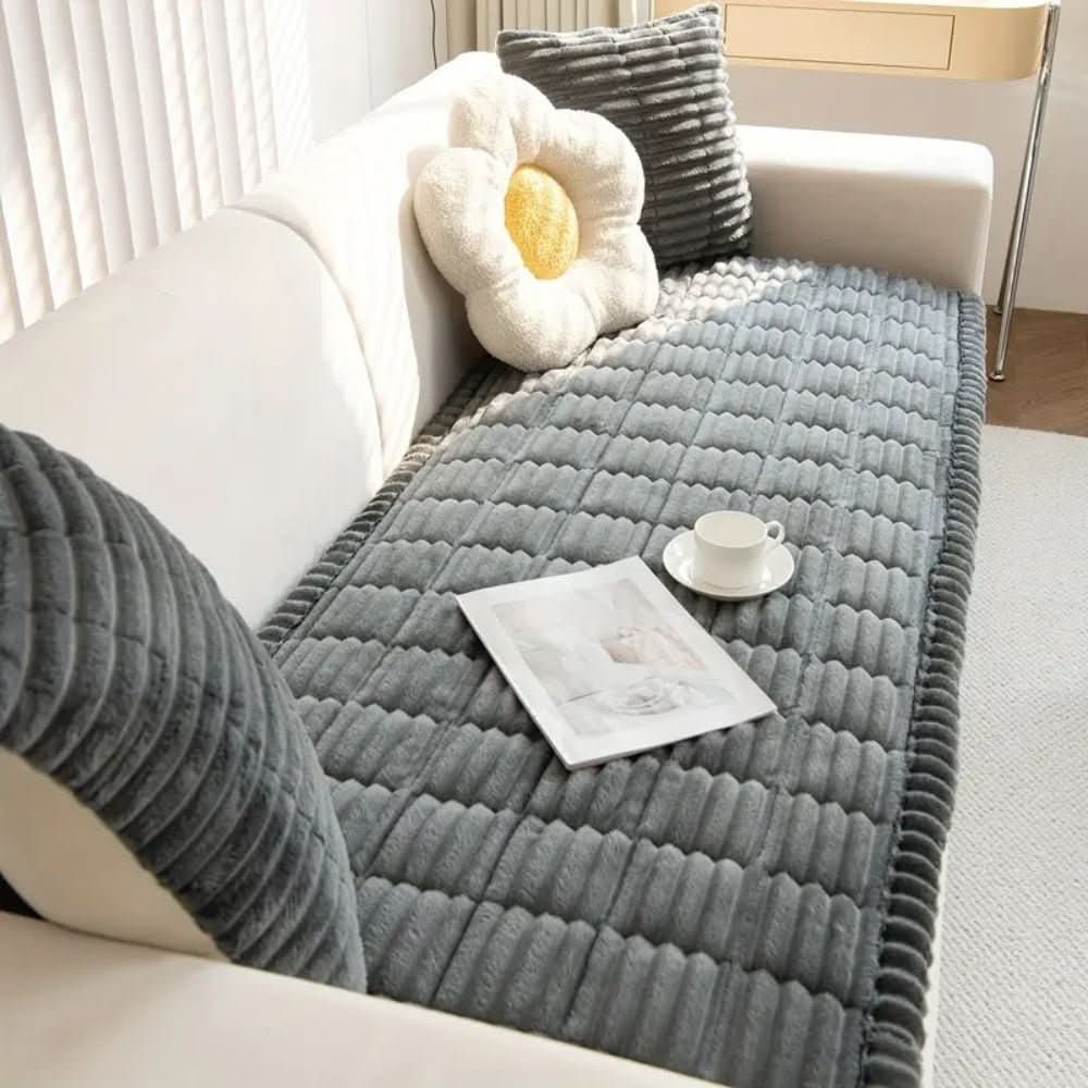 Plush Sofa Couch Cover with Non-Slip Backing for Seat and Cushion Protection - Image 1