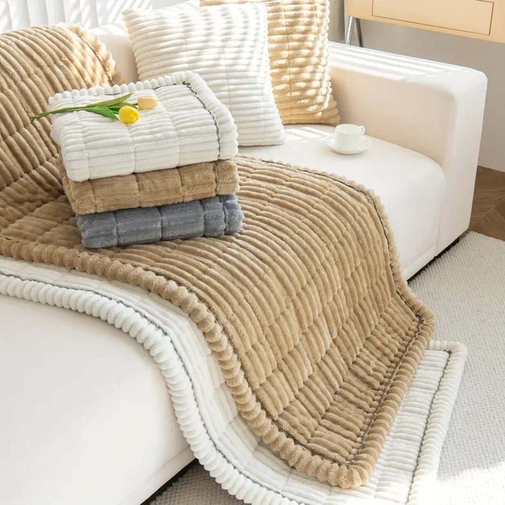Plush Sofa Couch Cover with Pleated Edges and Non-Slip Backing - Image 12