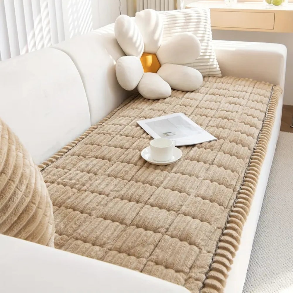 Plush Sofa Couch Cover with Pleated Edges and Non-Slip Backing - Image 4