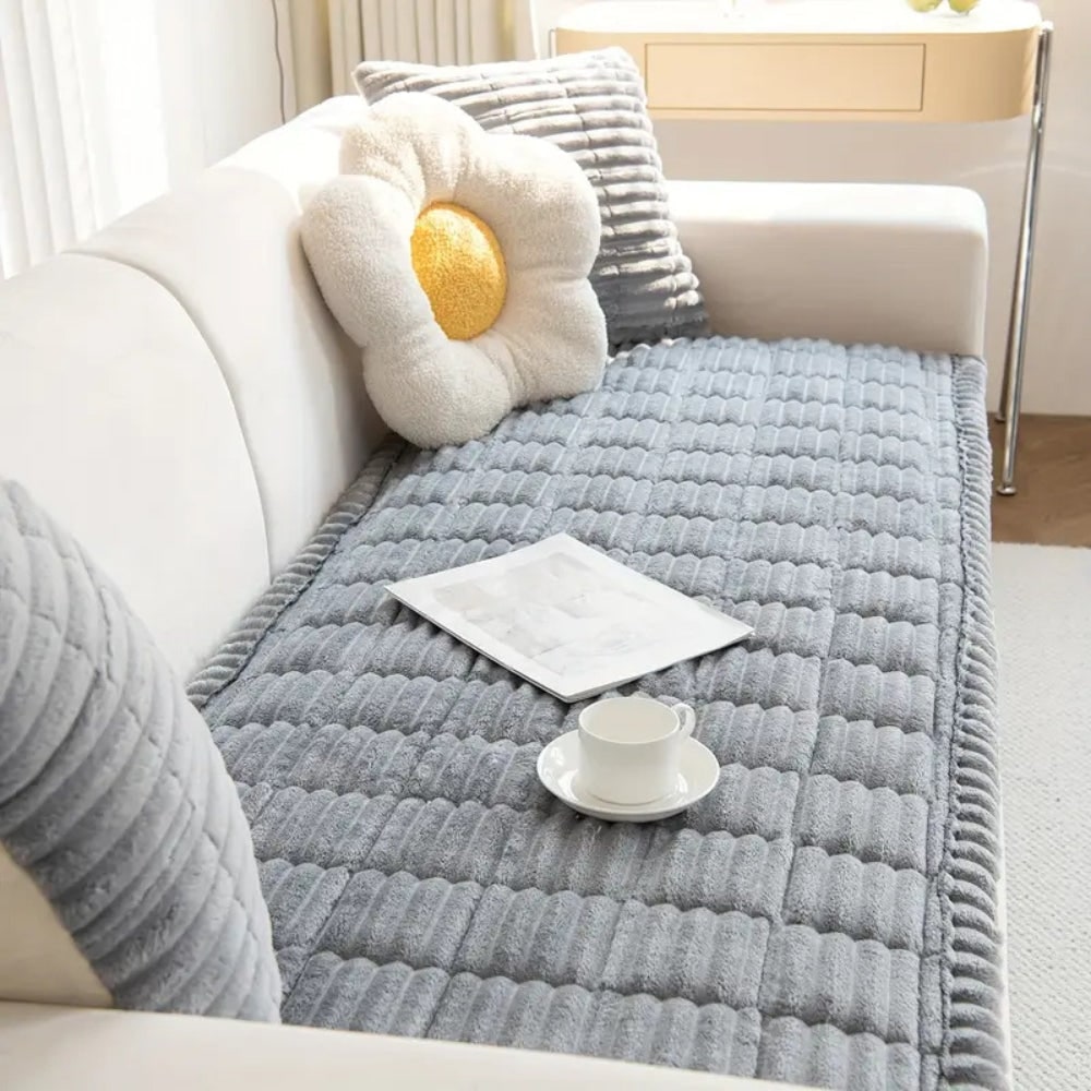 Plush Sofa Couch Cover with Pleated Edges and Non-Slip Backing - Image 6