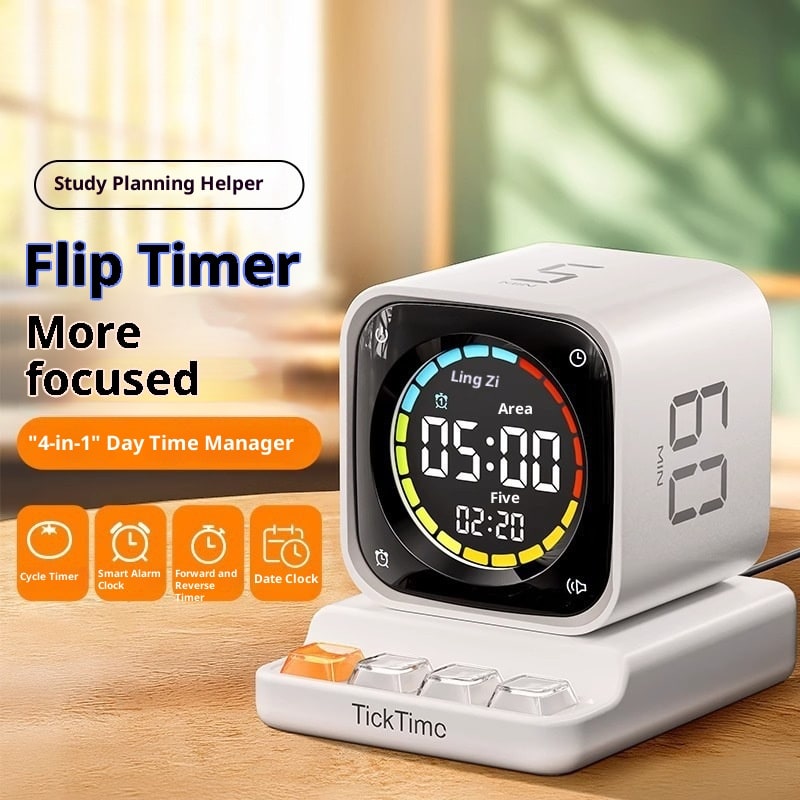 Pomodoro Effect Method Cube Timer with Digital Display and Rechargeable Charging Base - Image 2