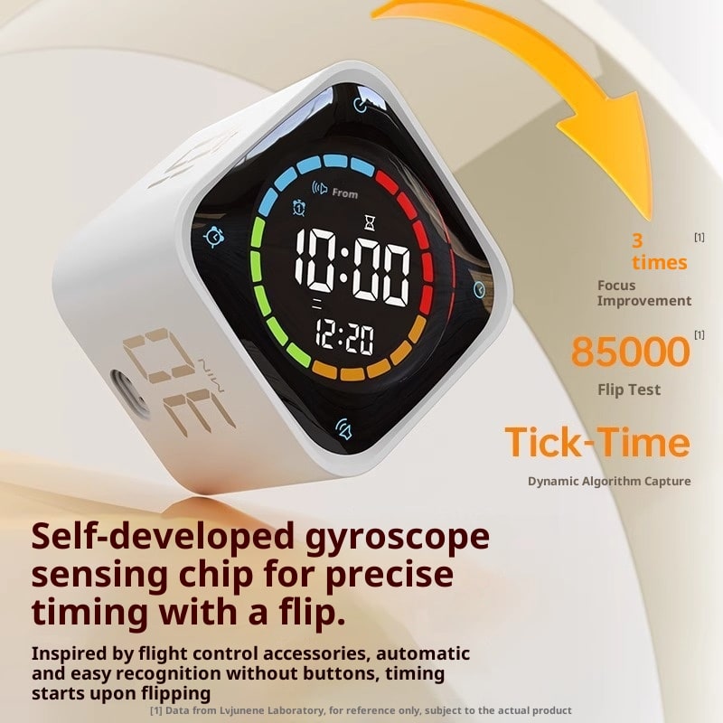 Pomodoro Effect Method Cube Timer with Digital Display and Rechargeable Charging Base - Image 3