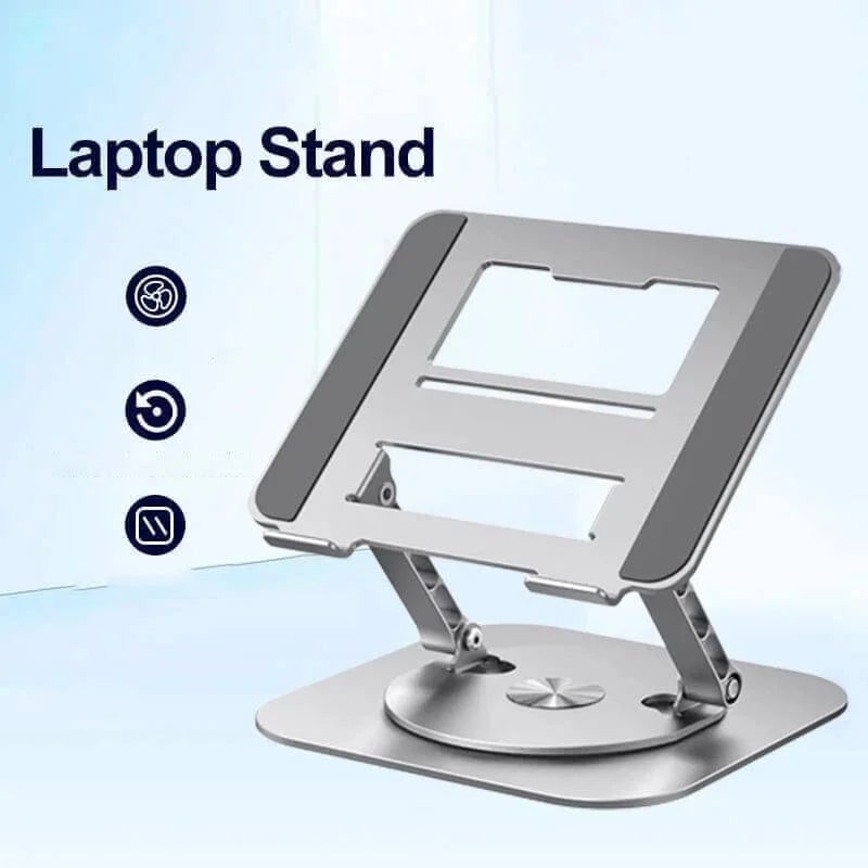 Portable Adjustable Ergonomic Laptop Stand with 360 Rotating Base and Aluminum Cooling Design - Image 1