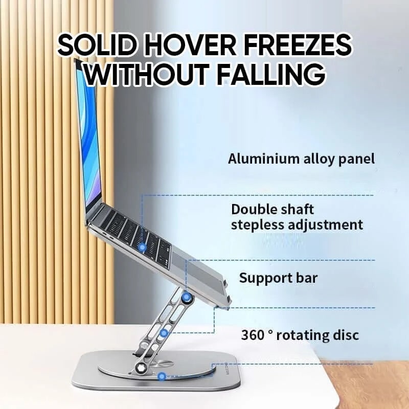 Portable Adjustable Ergonomic Laptop Stand with 360 Rotating Base and Aluminum Cooling Design - Image 11