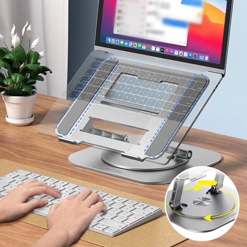 Portable Adjustable Ergonomic Laptop Stand with 360 Rotating Base and Aluminum Cooling Design - Image 3
