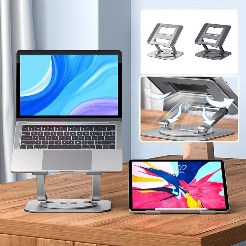 Portable Adjustable Ergonomic Laptop Stand with 360 Rotating Base and Aluminum Cooling Design - Image 4