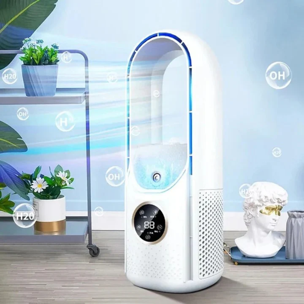 Portable Air Cooler with Bladeless Design Water Tank and LED Display - Image 1