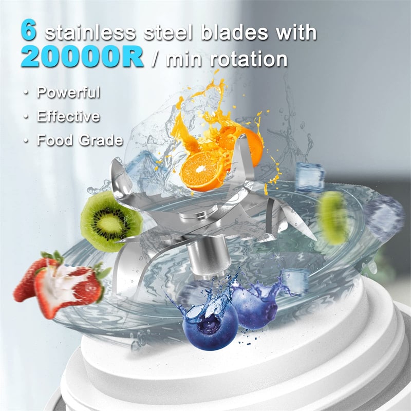 Portable Blender with 6-Blade Design Usb-C Charging and Faceted Cup for Smoothies Mini - Image 23