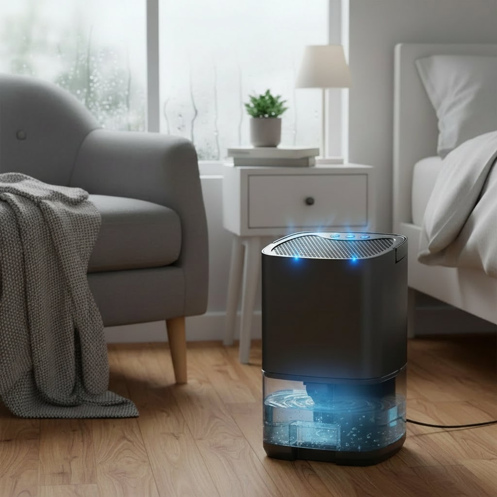 Portable Dehumidifier for Bedroom and Basement Crawl Space with Clear Water Tank - Image 1